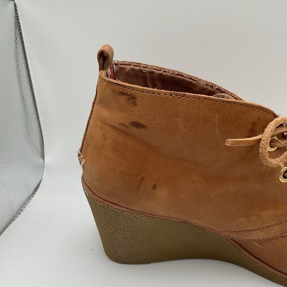 Sperry‎ Top Sider Ankle Boots Womens 7.5M Brown Leather Wedge Booties Lace Up - Picture 10 of 15